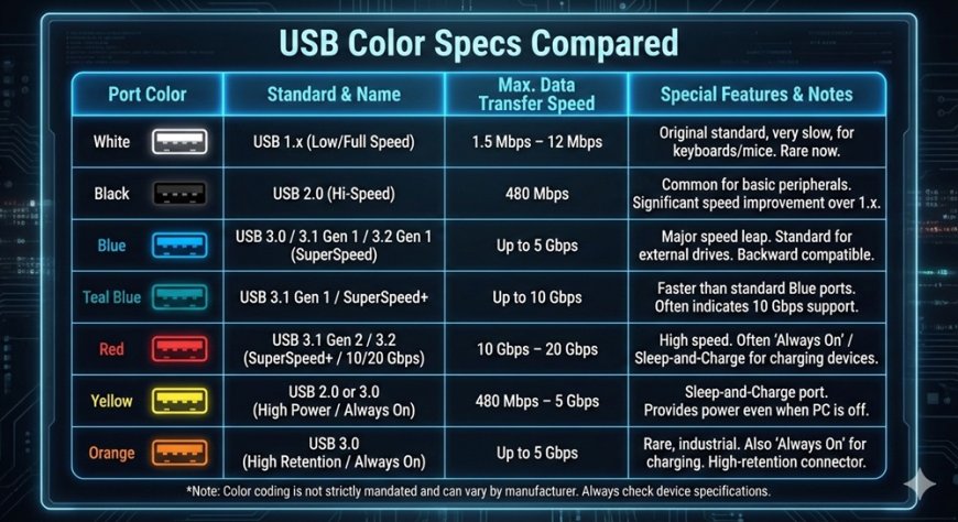 USB Port Colors Explained: What Each USB Color Means